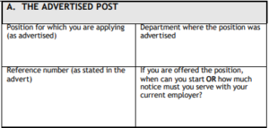 Section A of Z83 Form