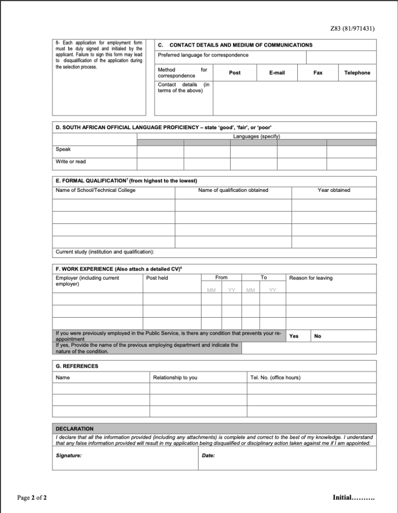 Empty Z83 Form - Page 2